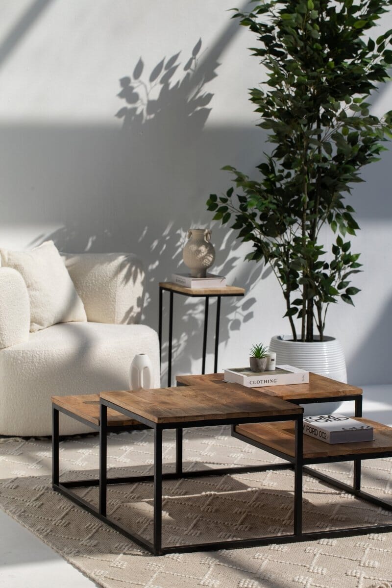 Four Levels Square Wooden Coffee Table 