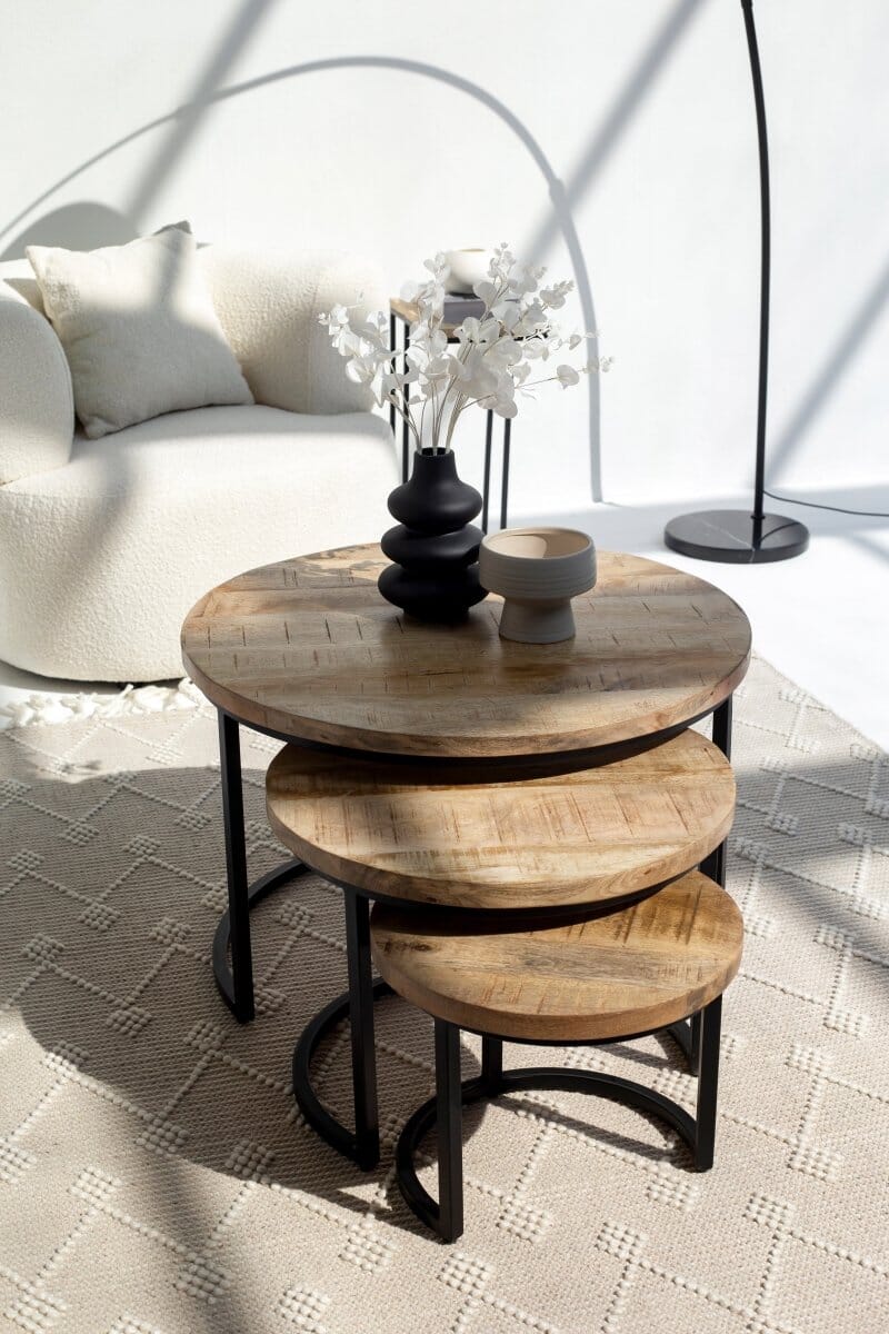 Veda Nesting Mango Wood Coffee Table 