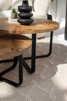 Lennox Round Industrial Wooden Nesting Coffee Table Set 