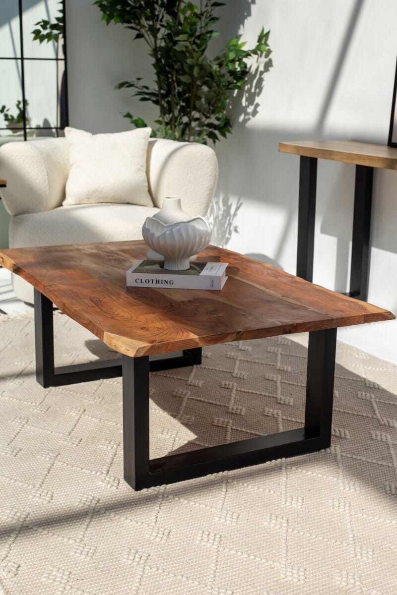 Dark Acacia Wood Coffee Table (3 Sizes) Coffee Tables 120x75CM 4CM U