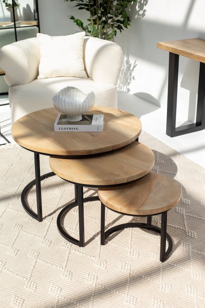 Audrey Nesting Mango Wood Coffee Table 