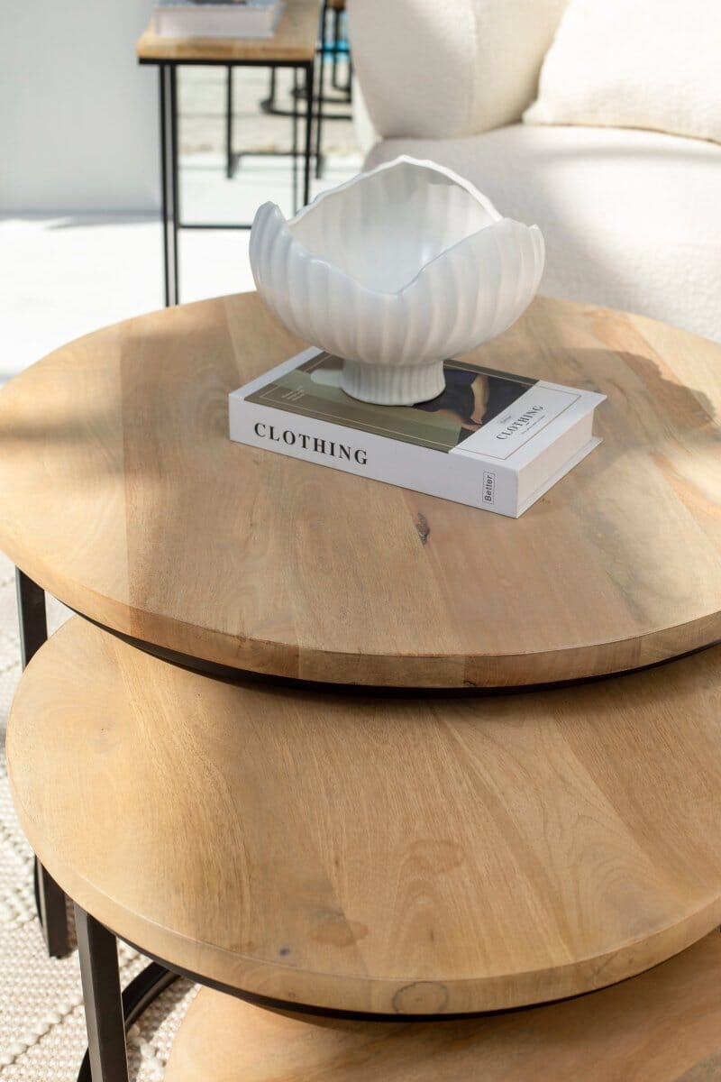 Audrey Nesting Mango Wood Coffee Table 