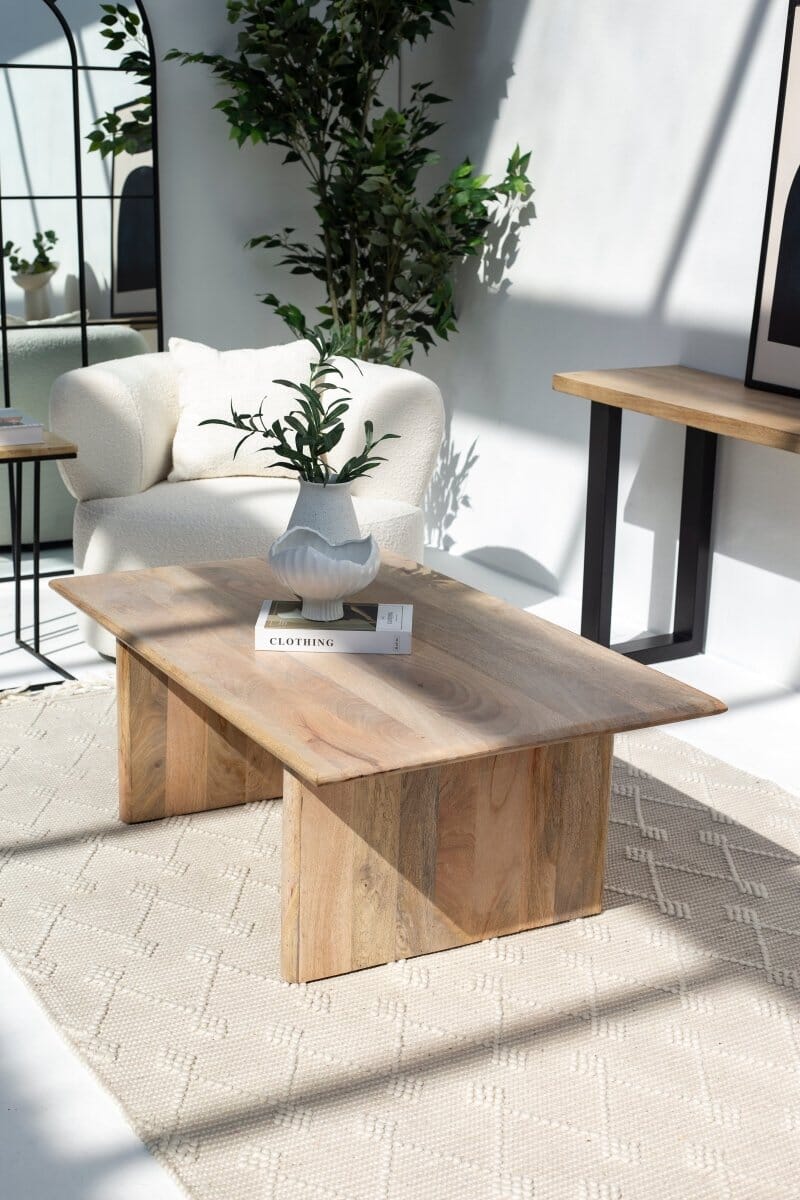 Mango Wood Flat Legs Coffee Table 