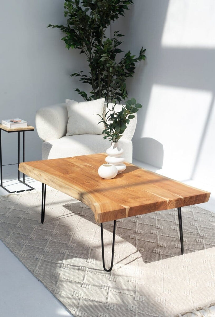 Light Acacia Wood Coffee Table (3 Sizes) Coffee Tables ART 120x75CM 4CM Pins