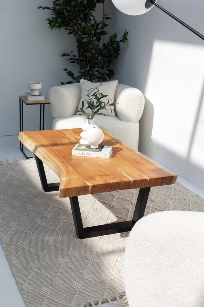 Light Acacia Wood Coffee Table (3 Sizes) Coffee Tables ART 120x75CM 4CM V