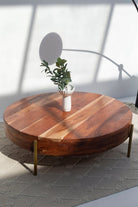 Round Acacia Wood Coffee Table 