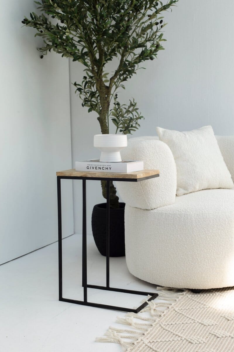 Eriona Wooden Side Table with Metal Legs 