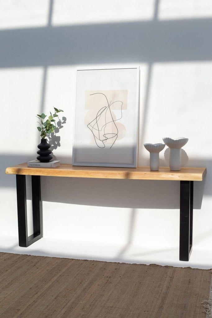 Light Acacia Console Table with Metal Legs (4 Sizes) Homekode 120x40 CM U 
