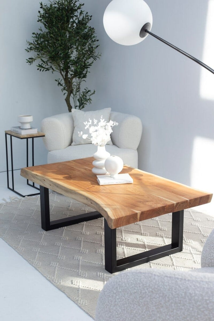 Light Acacia Wood Coffee Table (3 Sizes) Coffee Tables ART 120x75CM 4CM U