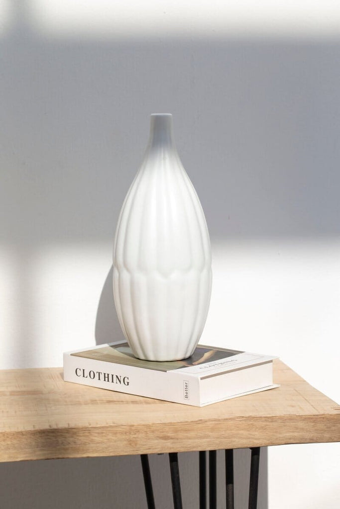 White Textured Ceramic Vase (3 Sizes) Home IBE02 36X15 CM 