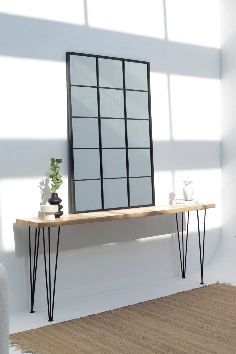 Lavinia Black Console Window Mirror Homekode 