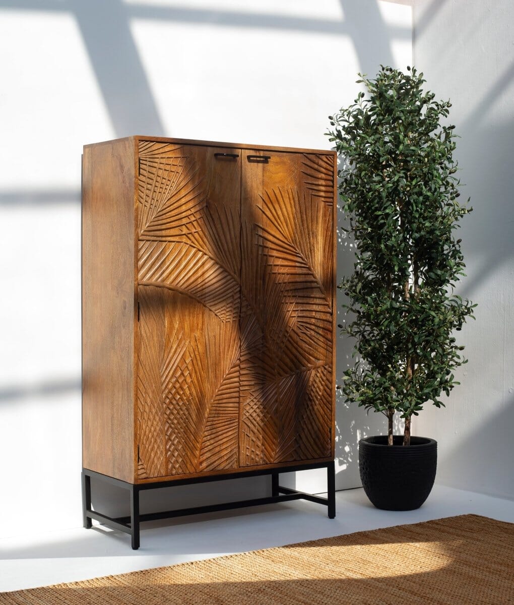 Violet Engraved Wooden Storage Cabinet TWOA 