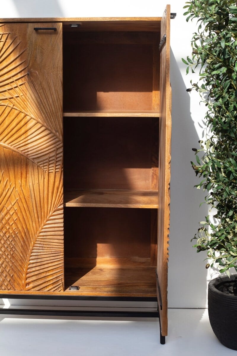 Violet Engraved Wooden Storage Cabinet 