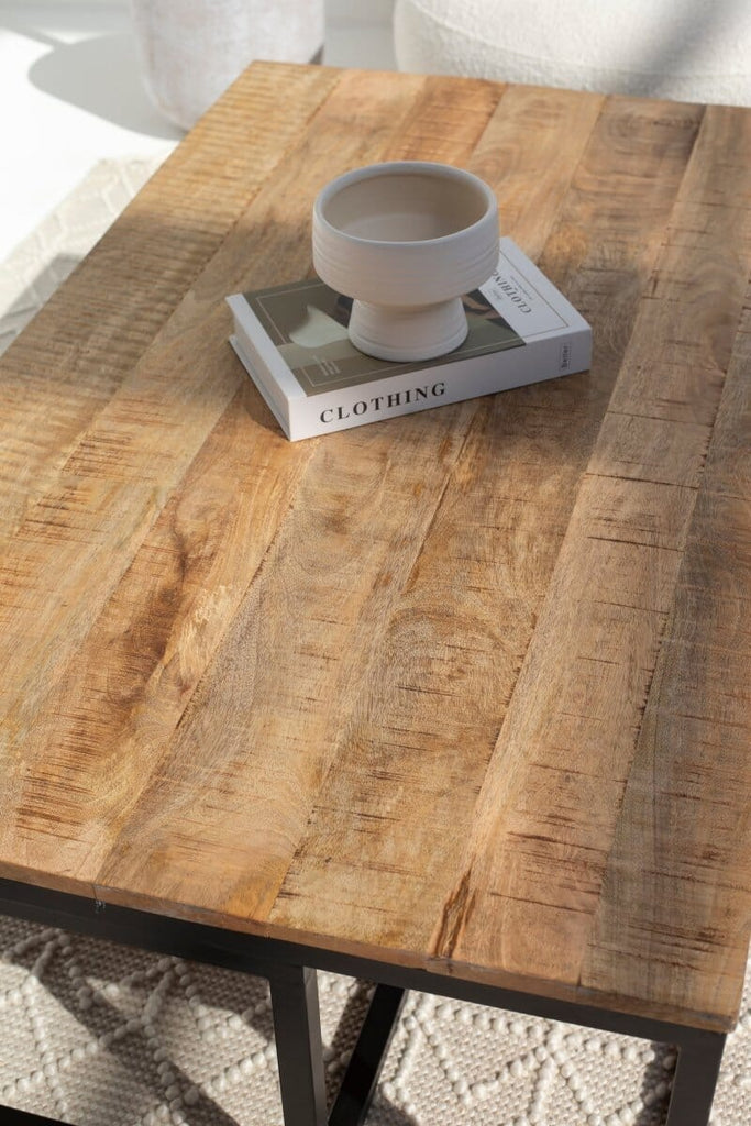 Alfie Nesting Wood Coffee Table with Black Metal Legs Homekode 