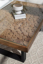 Ashton Mango Wood Coffee Table with Glass Top Homekode 