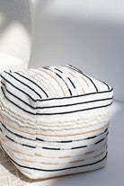 Monochrome Striped Acrowool Pouf (40x40x40 CM)