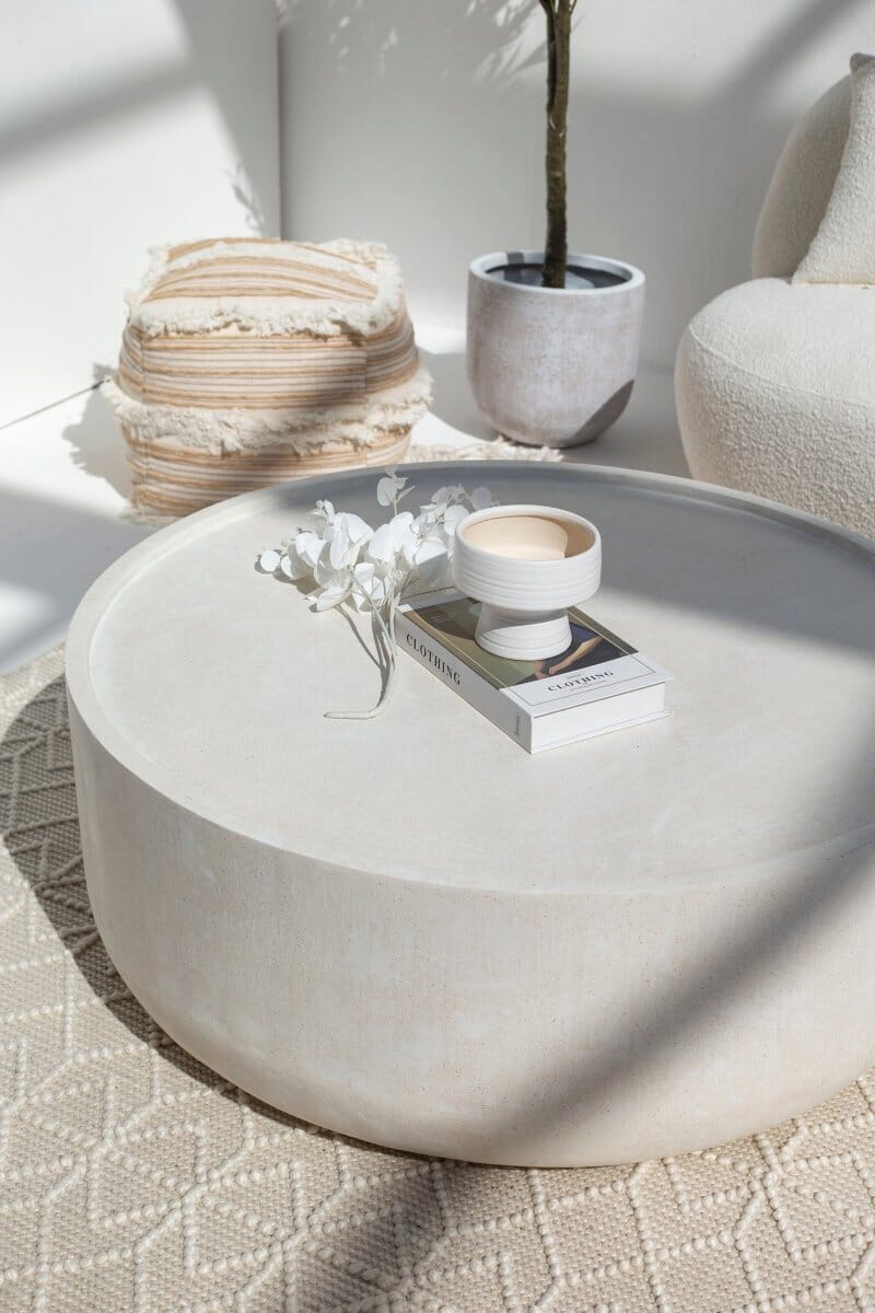 Alma Ivory Concrete Round Coffee Table Homekode 