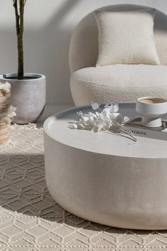 Alma Ivory Concrete Round Coffee Table Homekode 