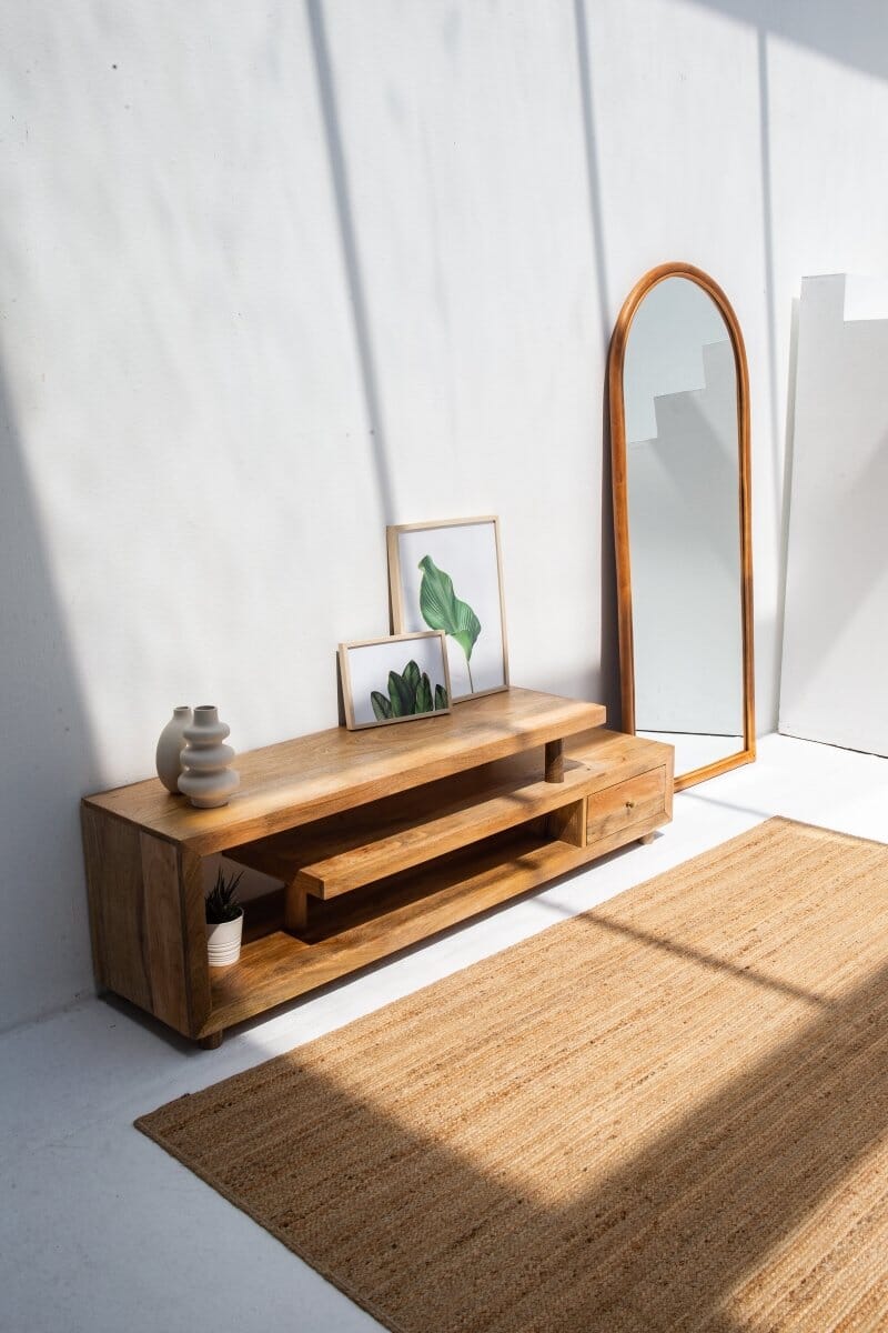 3 Shelves Wooden TV Console Homekode 