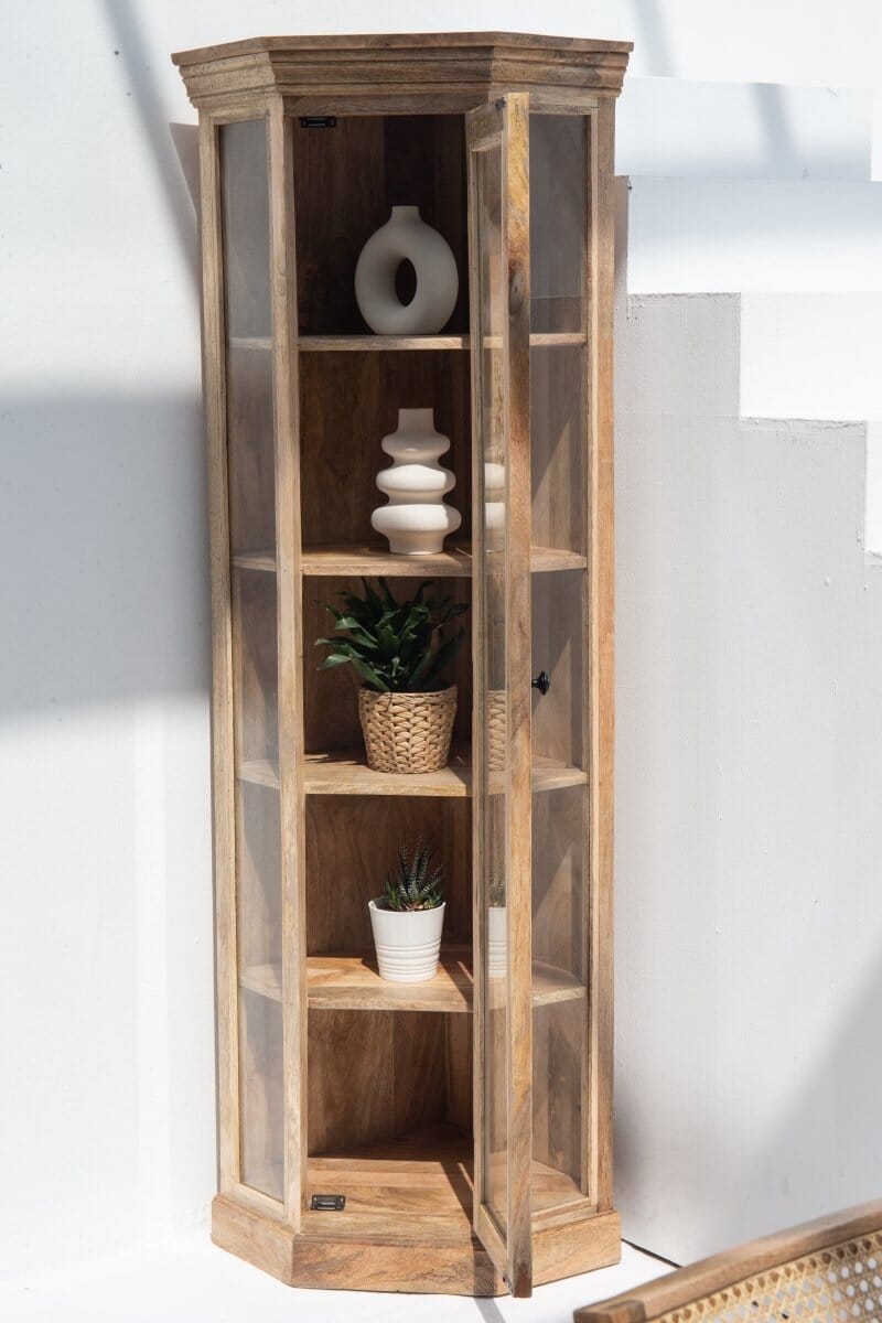 Corner Wooden Display Cabinet Homekode 