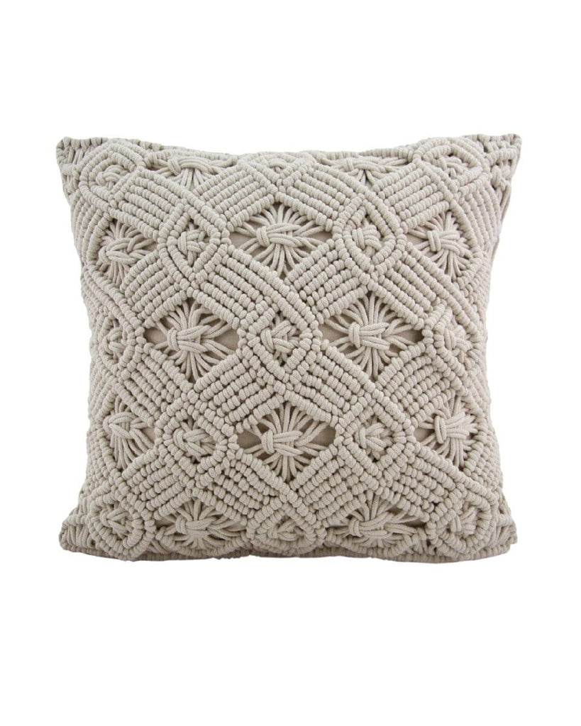 Crocheted Natural White Cushion With Filler (2 Sizes)