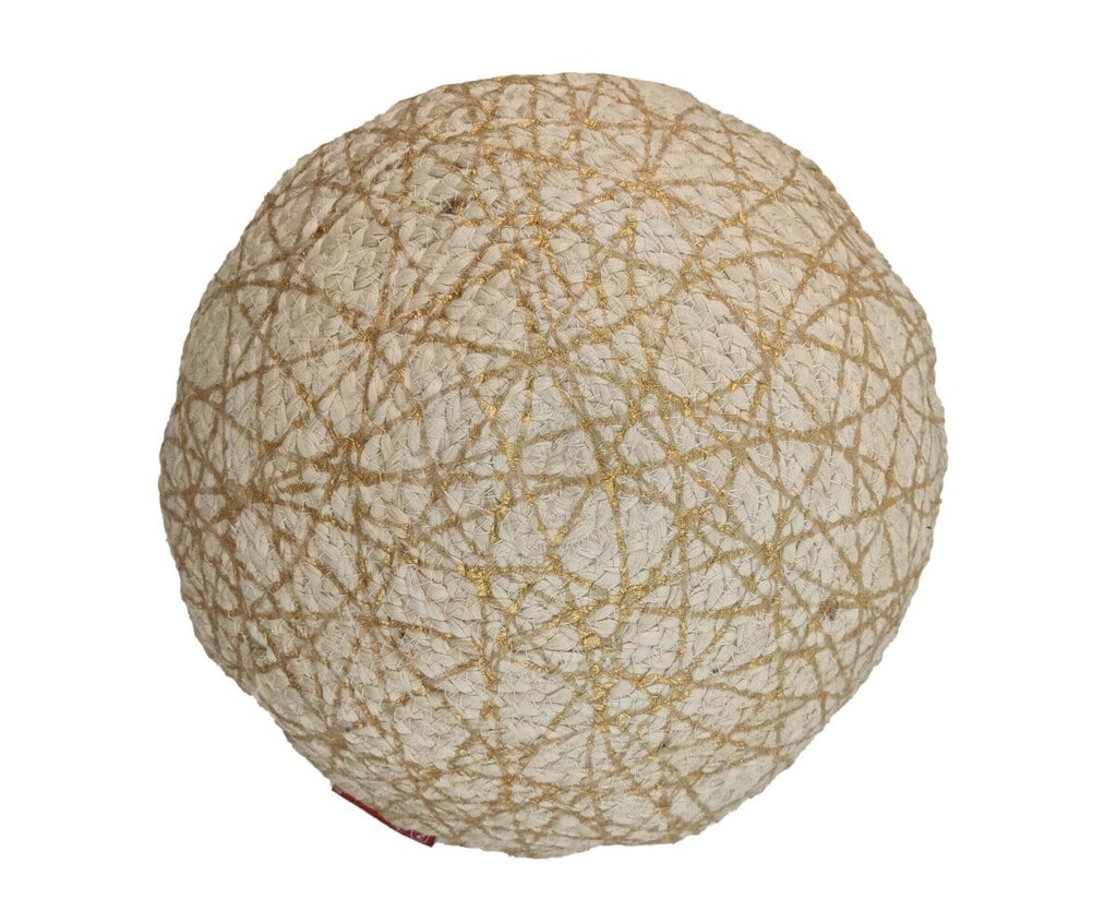 Rounded Jute with gold lines cushion (40 CM. RD) Cushion -- Cushion With Filler Homekode 
