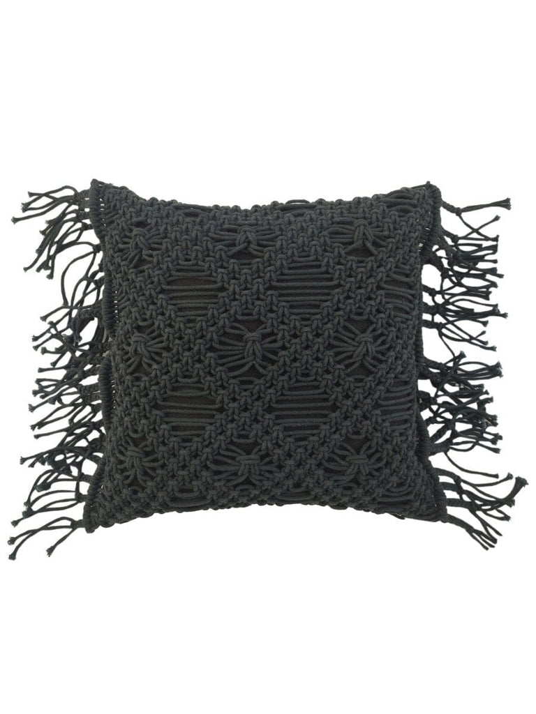 Black Fringes Cushion with Filler (45x45 CM)