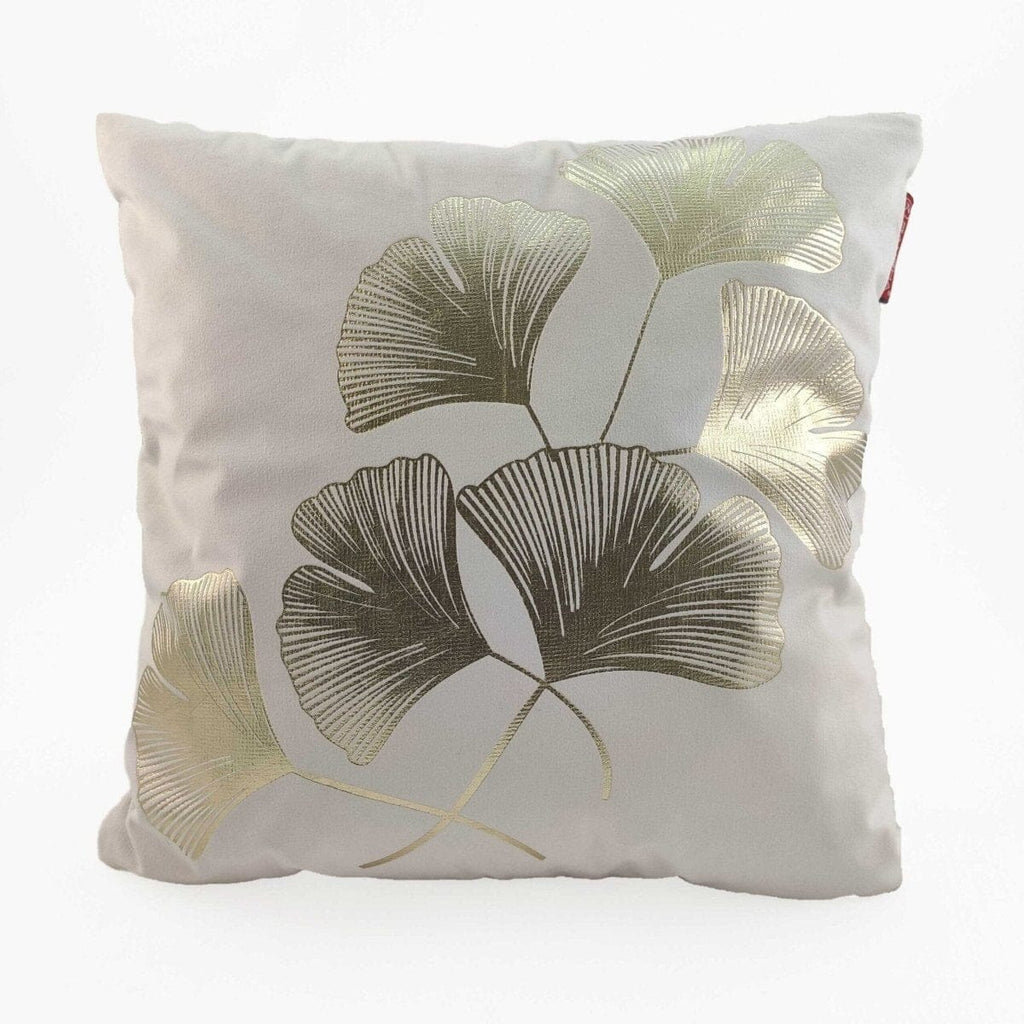 Cream Flowers Polyester Cushion Cover (45x45 CM)