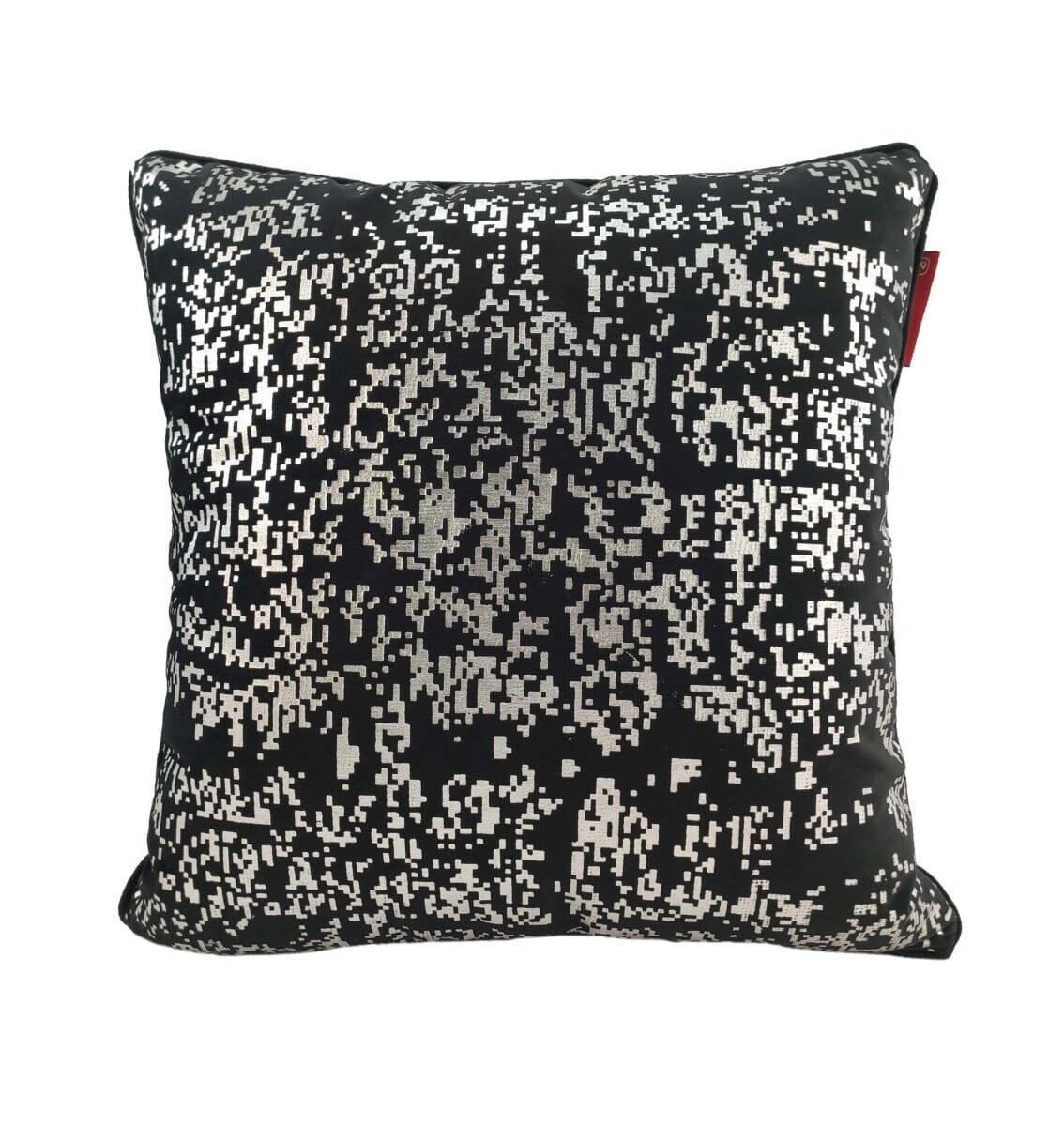 Black & Silver Polyester Cushion Cover (45x45 CM)