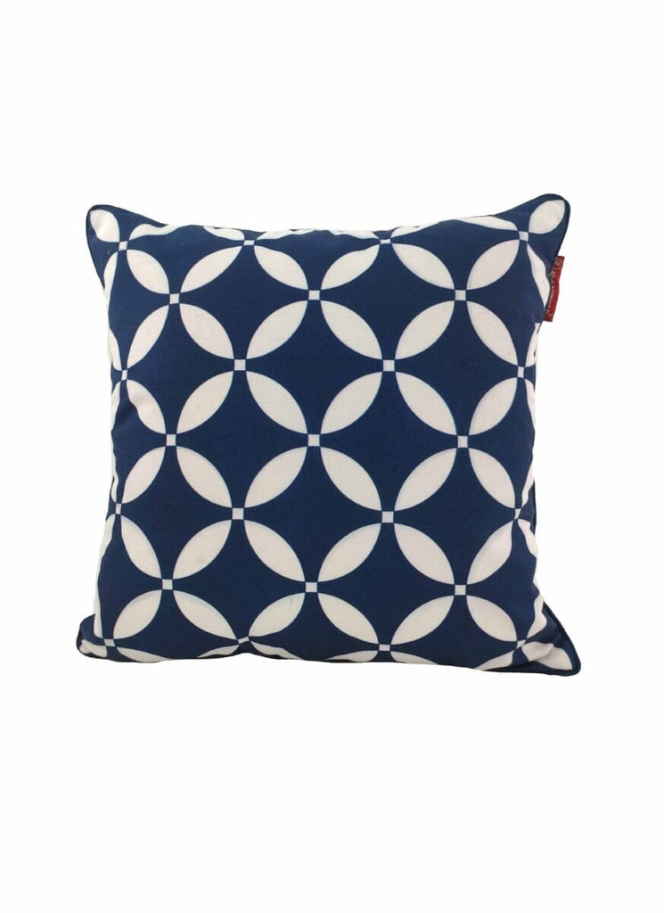 Dark Blue & White Polyester Cushion Cover (45x45 CM)