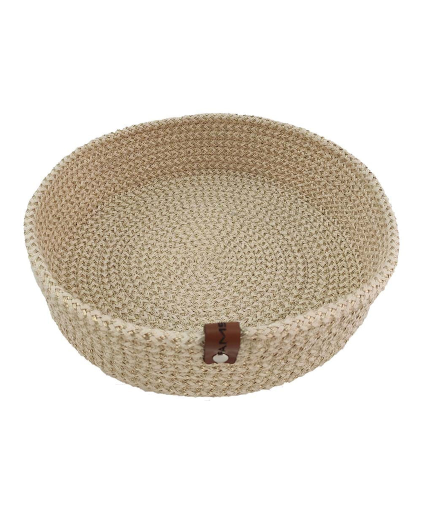 Natural & Gold Jute Sutli & Cotton Rope Basket BASKET Homekode 