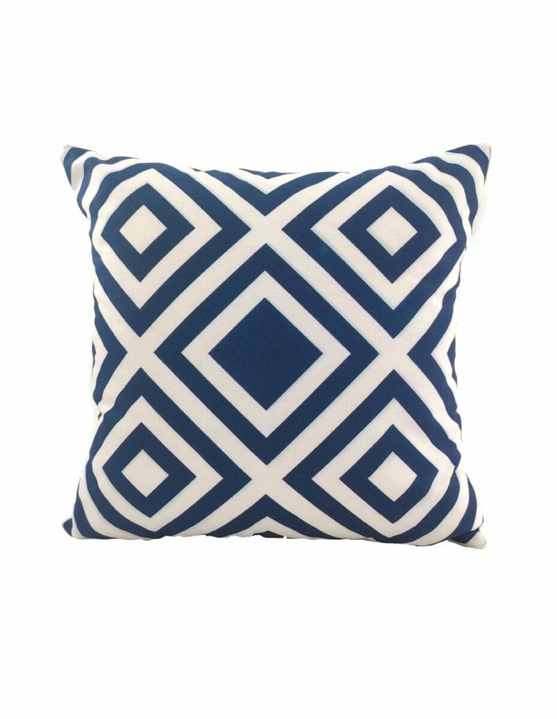 Lozenge Blue & White Polyester Cushion Cover (45x45 CM)