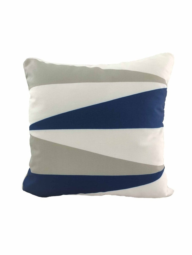 Blue, White & Grey Polyester Cushion Cover (45x45 CM)