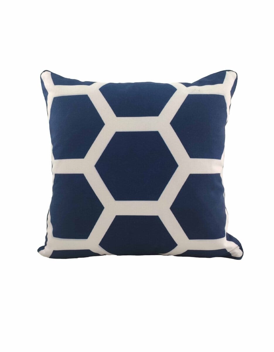 Blue & White Polyester Cushion Cover (45x45 CM)