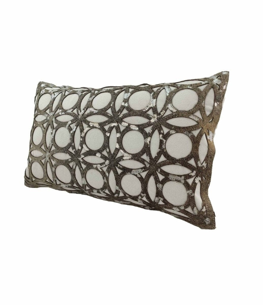 White Sequined Geometric Pattern Cushion With Filler (30x50 CM) Cushion -- Cushion With Filler RAM 