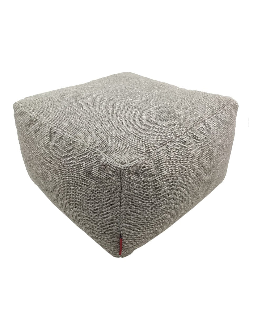 Grey Rib Cotton Pouf (50X50X30 CM)