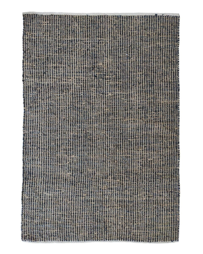 Black Jute & Leather Woven Rug (2 Sizes Available) WOVEN RUG Homekode 170x240 CM 