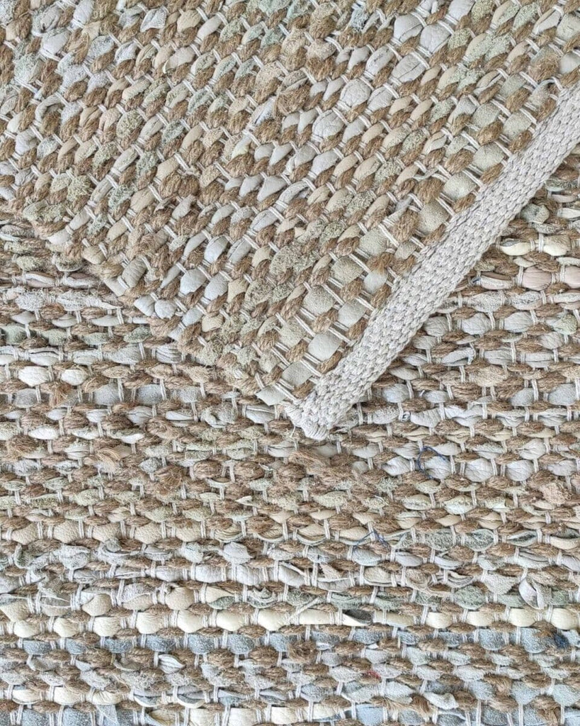 Serene Luxe - Natural and White Leather Woven Rug (2 Sizes)