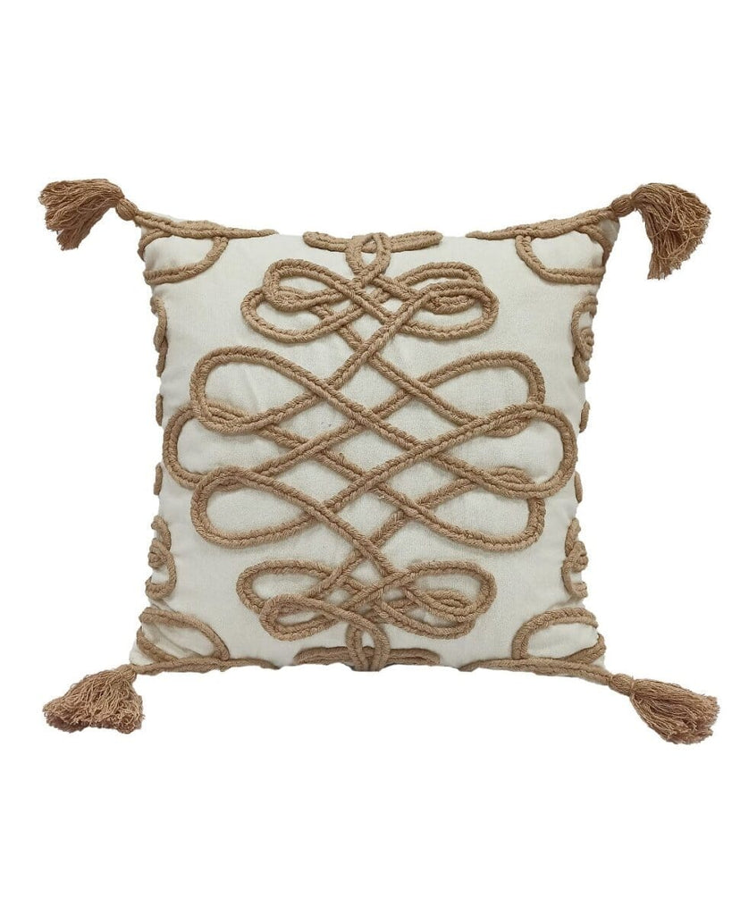 Knotted Cotton Cushion With fringes (45x45 CM)