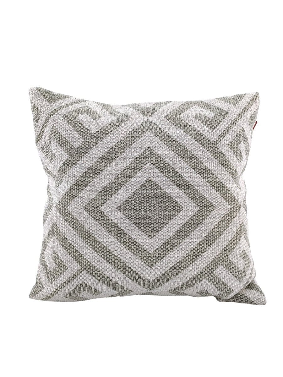 Grey Off-White Canvas Cotton Cushion With Filler (45x45 CM)