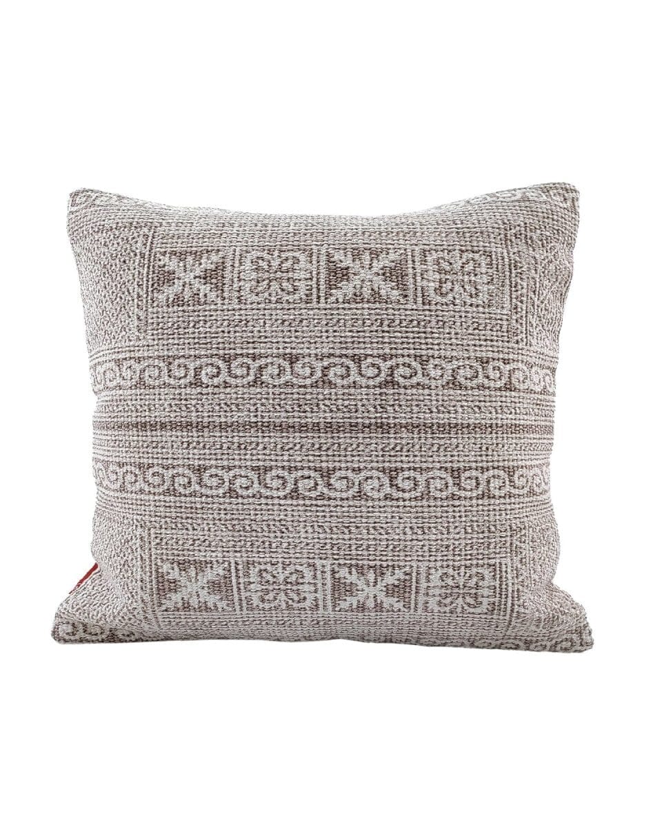 White & Brown Canvas Cotton Cushion With Filler (45x45 CM)