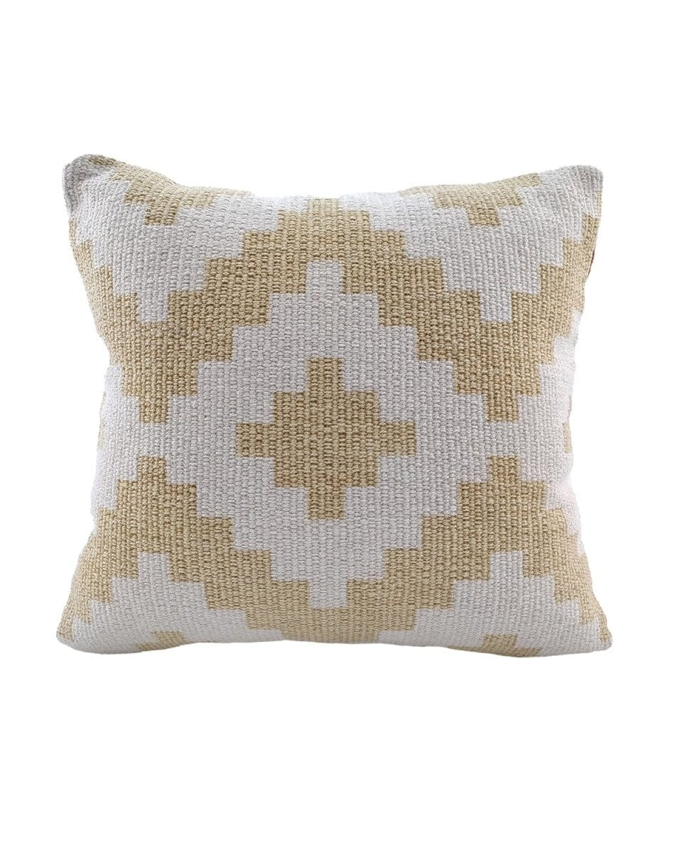 Gold & White Canvas Cotton Cushion With Filler (45x45 CM)