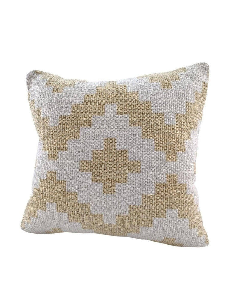 Gold & White Canvas Cotton Cushion With Filler (45x45 CM)