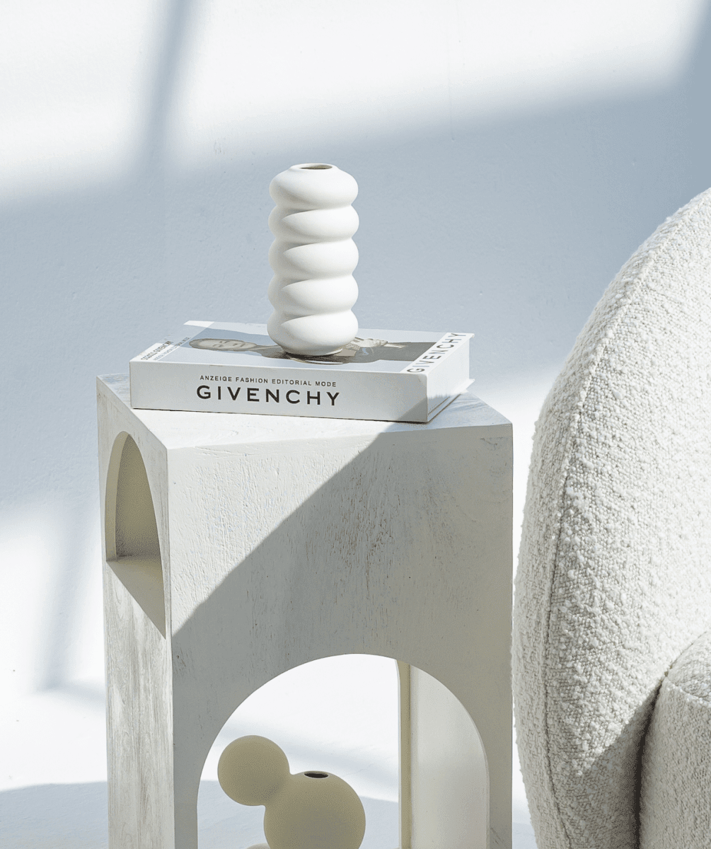 Layered Circles White Ceramic Vase