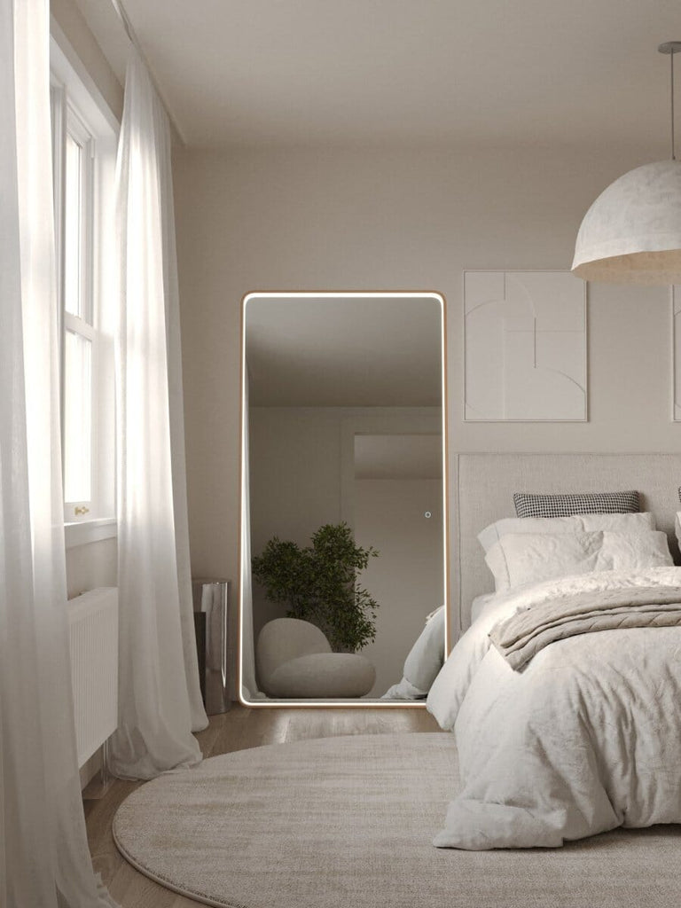 Demi Gold Rectangle Mirror with Inner Frame LED (2 Sizes) Mirrors Homekode 