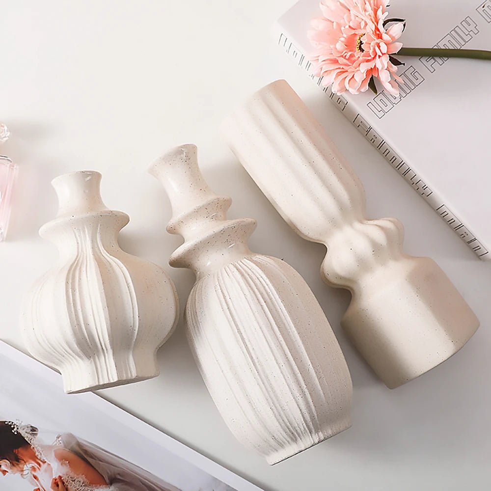 Modern Wavy Textured Ceramic Vase (3 Sizes)
