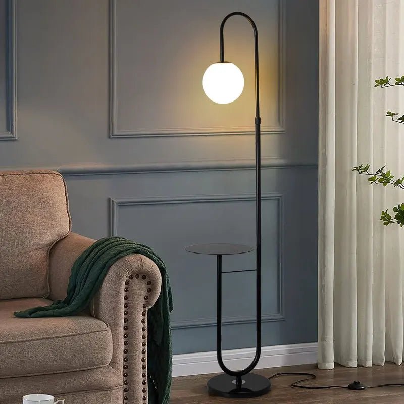 Black arched Floor Lamp With Side table Homekode 