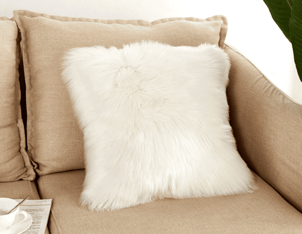 Off White Fur Cushion with Filler (45x45 CM) Homekode 