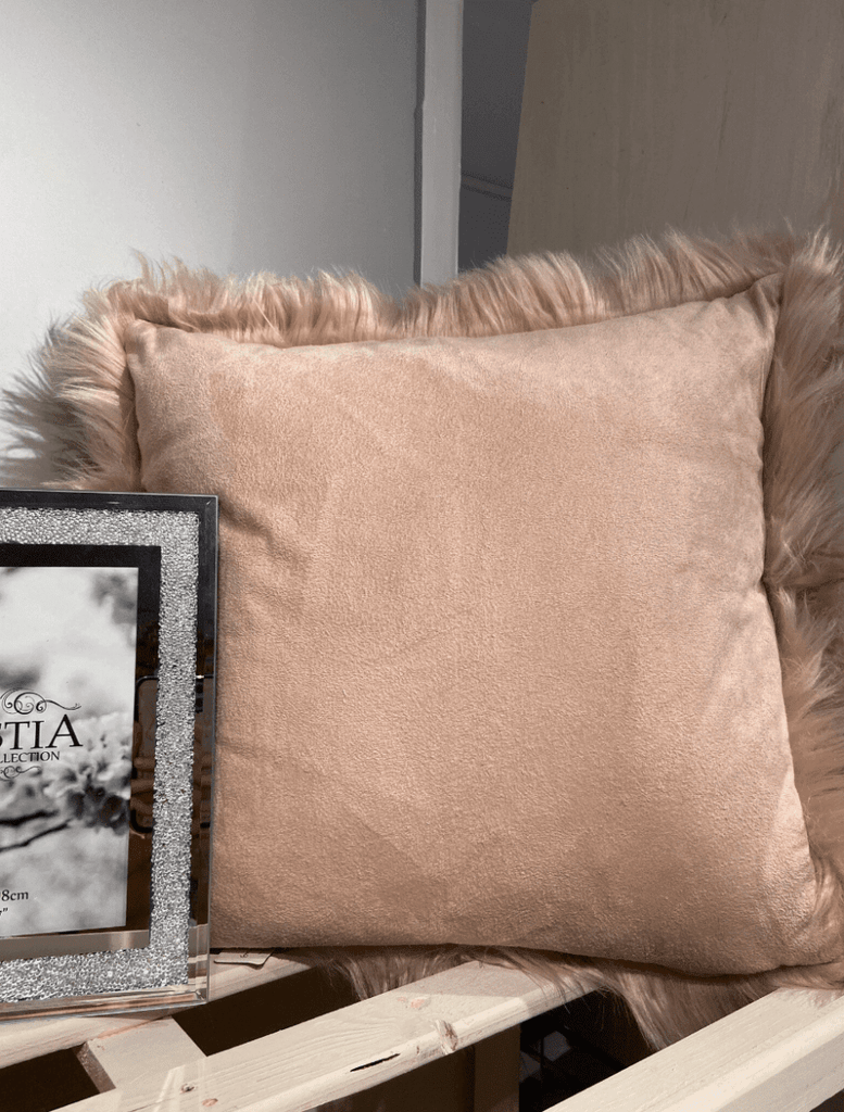 Beige Fur Cushion with Filler (45x45 CM) Homekode 