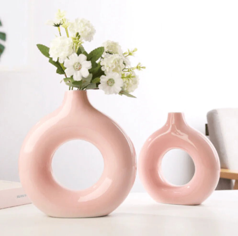 Glazed Pink Donut Vase (2 Sizes)